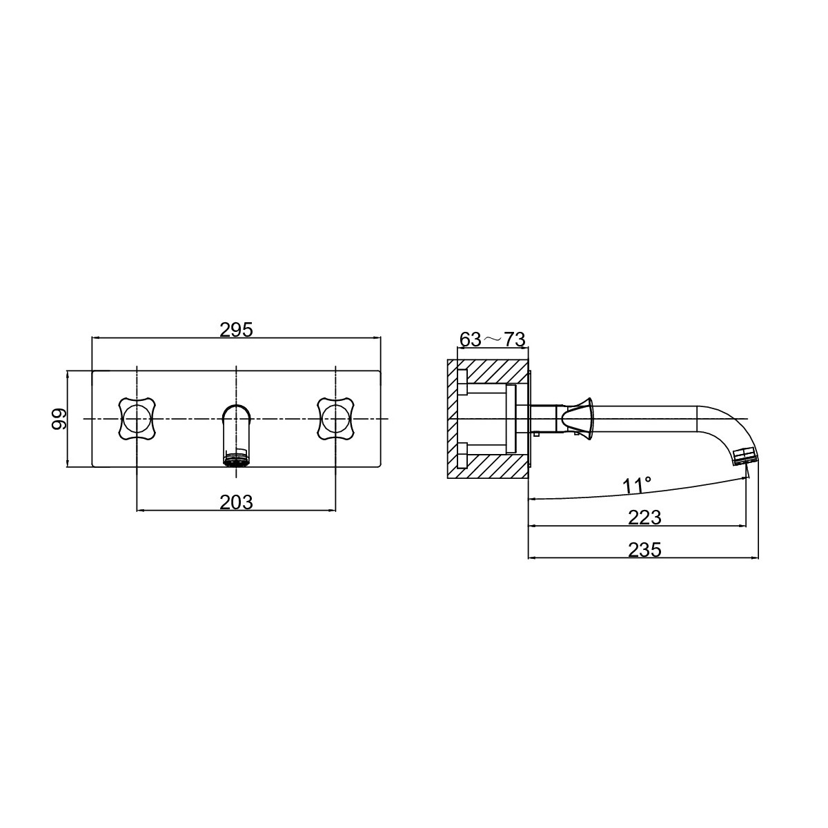 Встраиваемый смеситель для раковины D&K Hessen DA1384401, хром