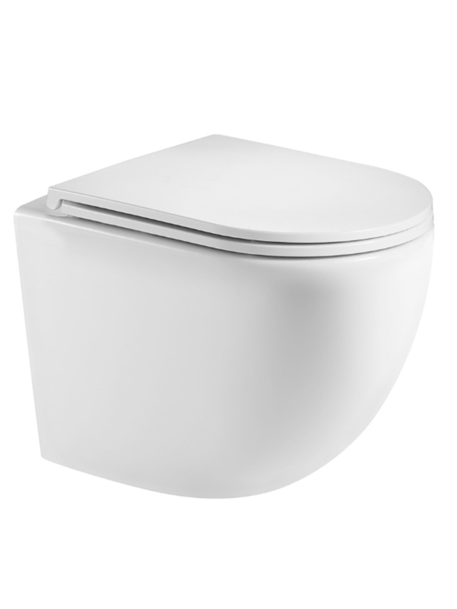 Унитаз подвесной безободковый AQUAme AQM2002MW белый матовый, с сиденьем микролифт