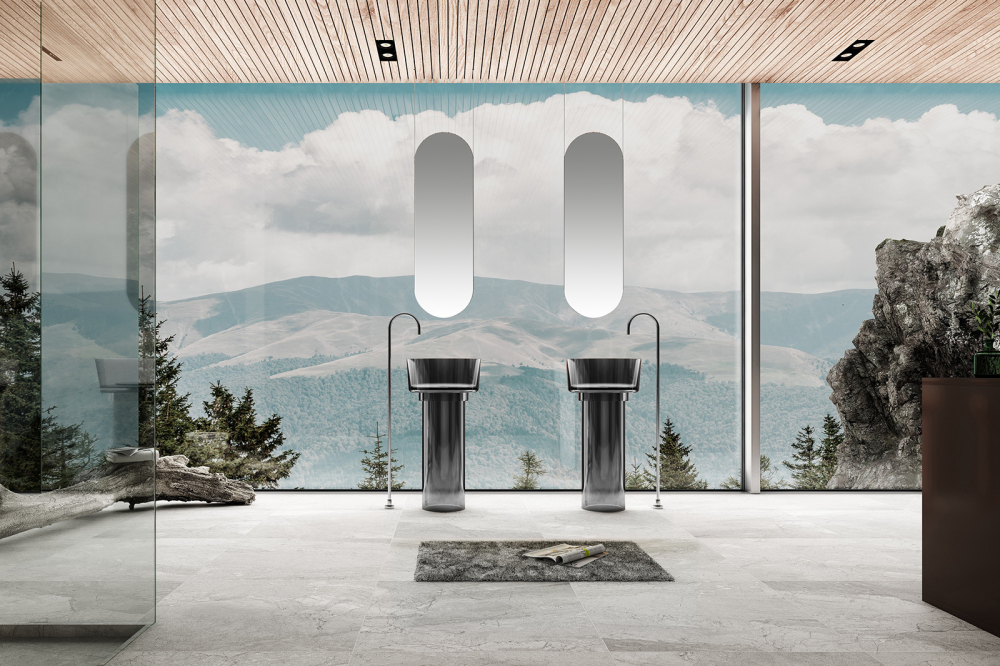 Раковина напольная 45см ABBER Kristall AT2702Onyx черный