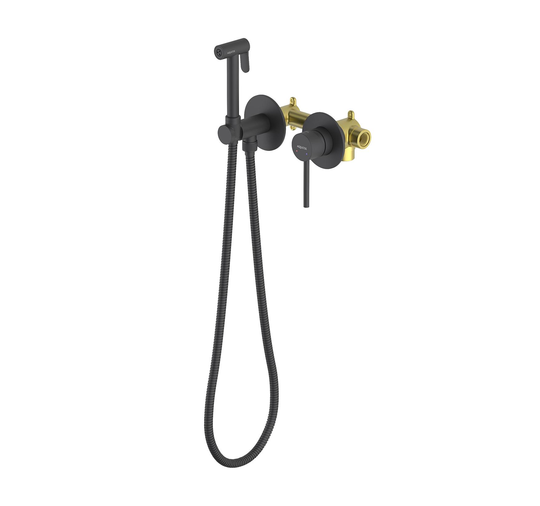 Гигиенический душ со смесителем Aquatek Европа AQ1319MB черный матовый