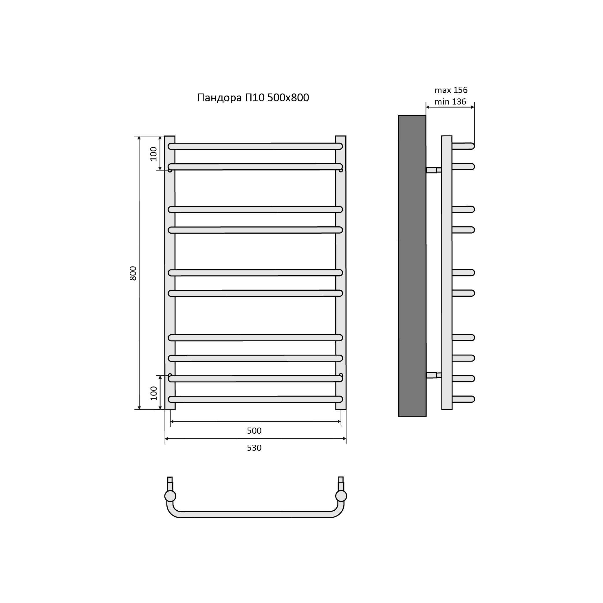 Полотенцесушитель водяной Aquatek Пандора AQ RRС1080CH 80х50 хром