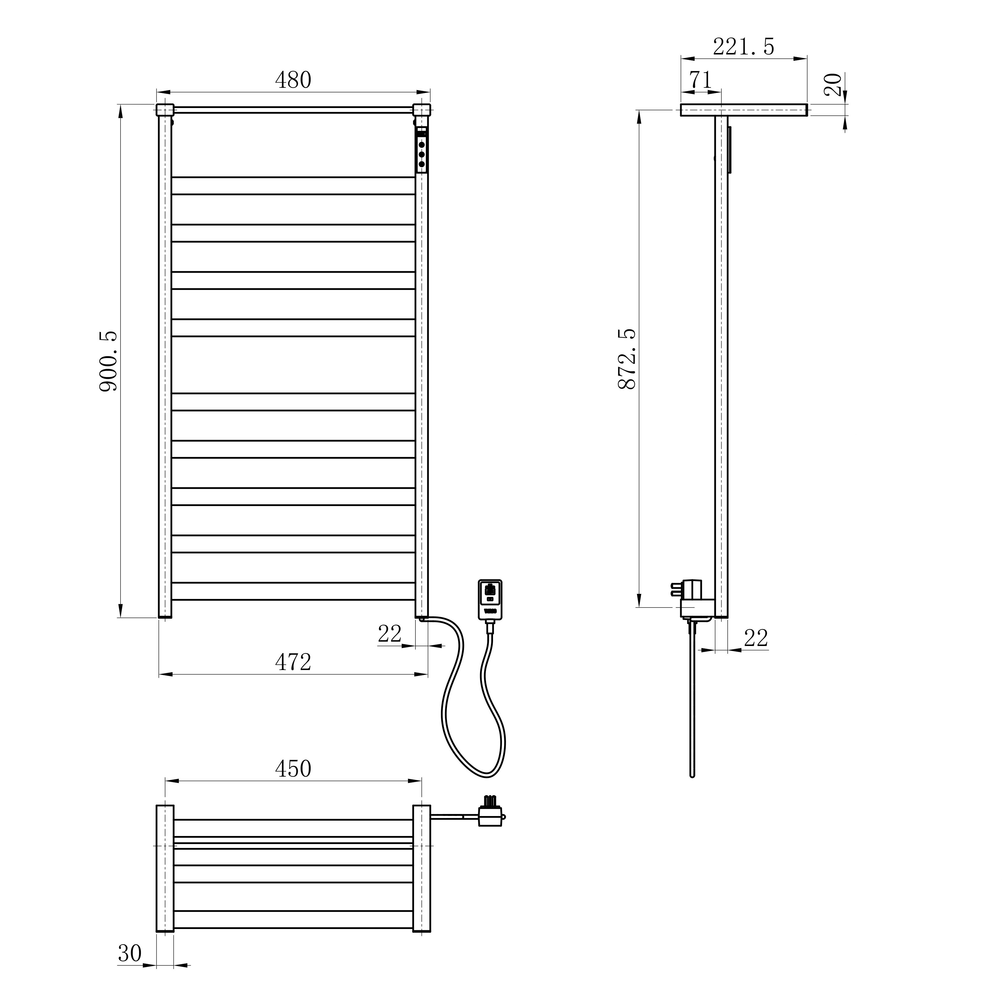 Полотенцесушитель электрический WONZON & WOGHAND FRANKFURT, Брашированное золото (WW-1029-BG)