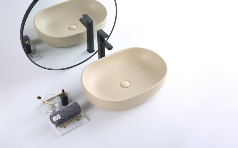 Раковина накладная BelBagno BB1084-H316 бежевый матовый