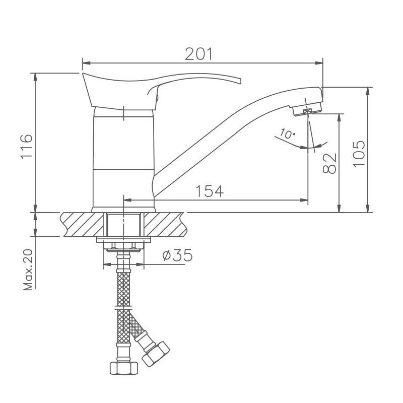 Смеситель для кухни Haiba HB4501-2, хром