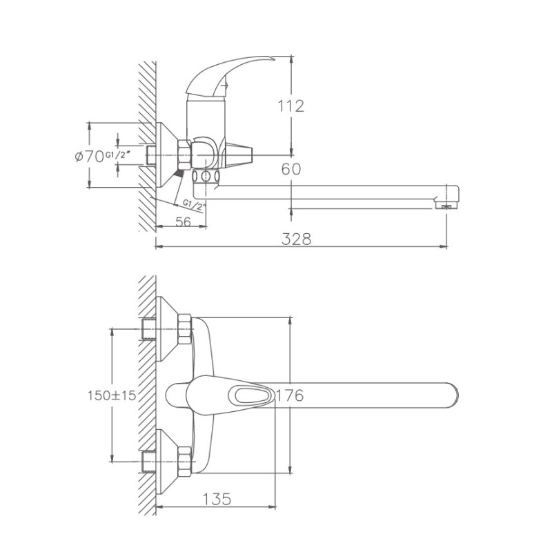 Смеситель для ванны Haiba HB2215, хром