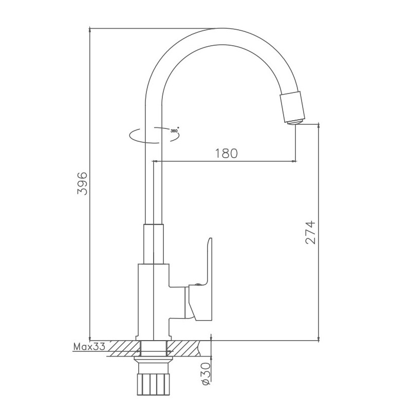 Смеситель для кухни Haiba HB70113-7, черный