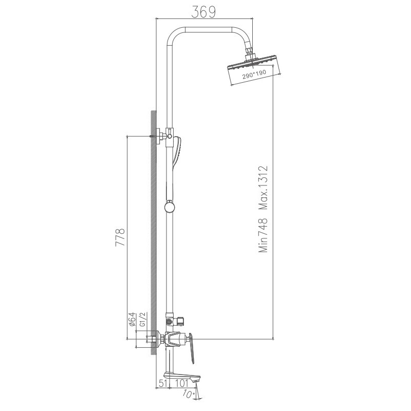 Душевая система Haiba HB24548-7, черный