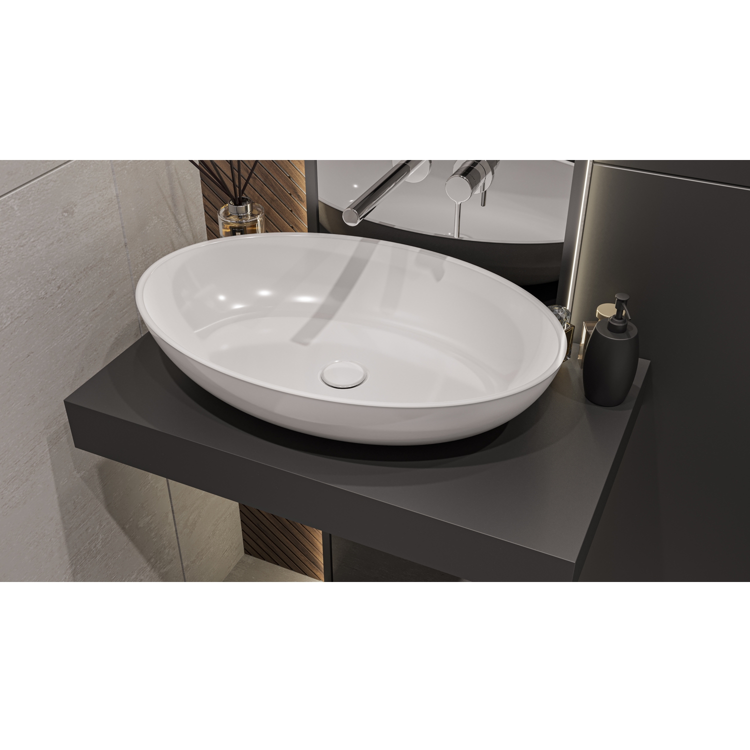 Умывальник WHITECROSS Citrine 60x40 (белый глянец) иск. камень