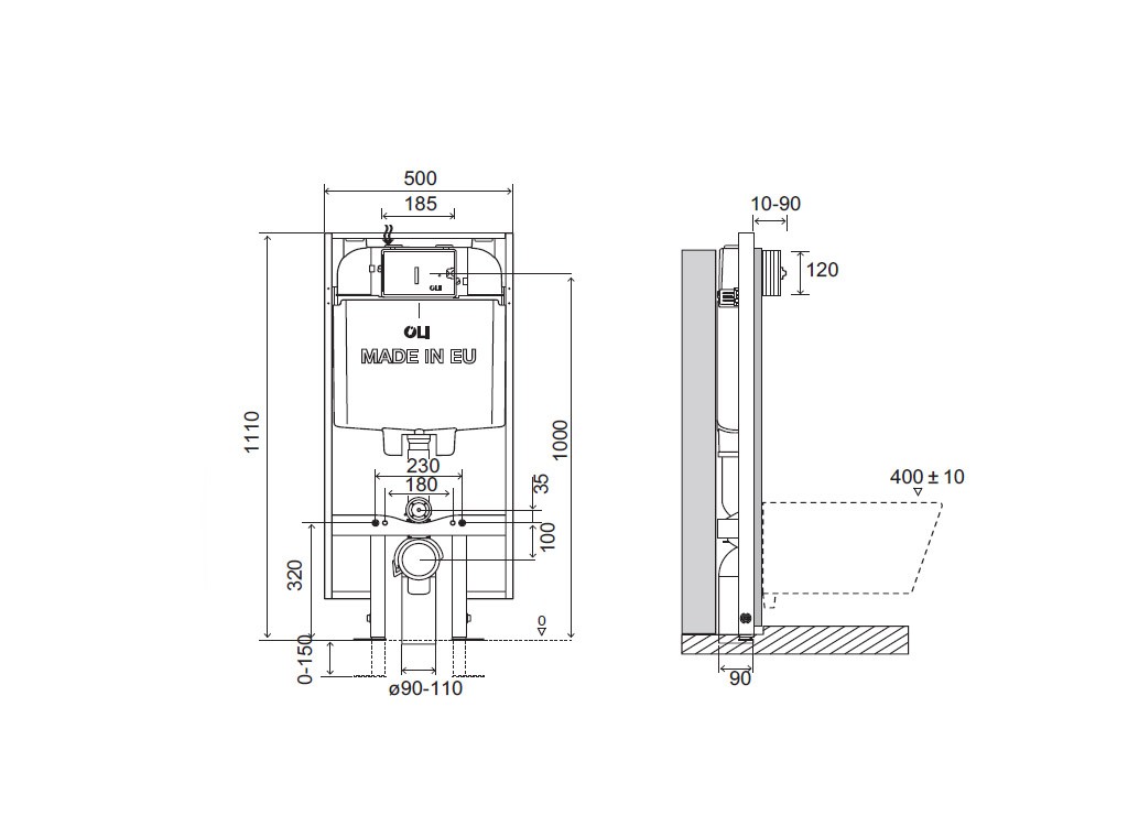 Инсталляция для подвесных унитазов OLI OLI74 PLUS 601803