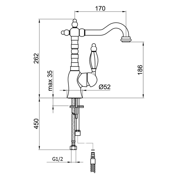 Смеситель для раковины Webert Alexandra AL831802065, бронза