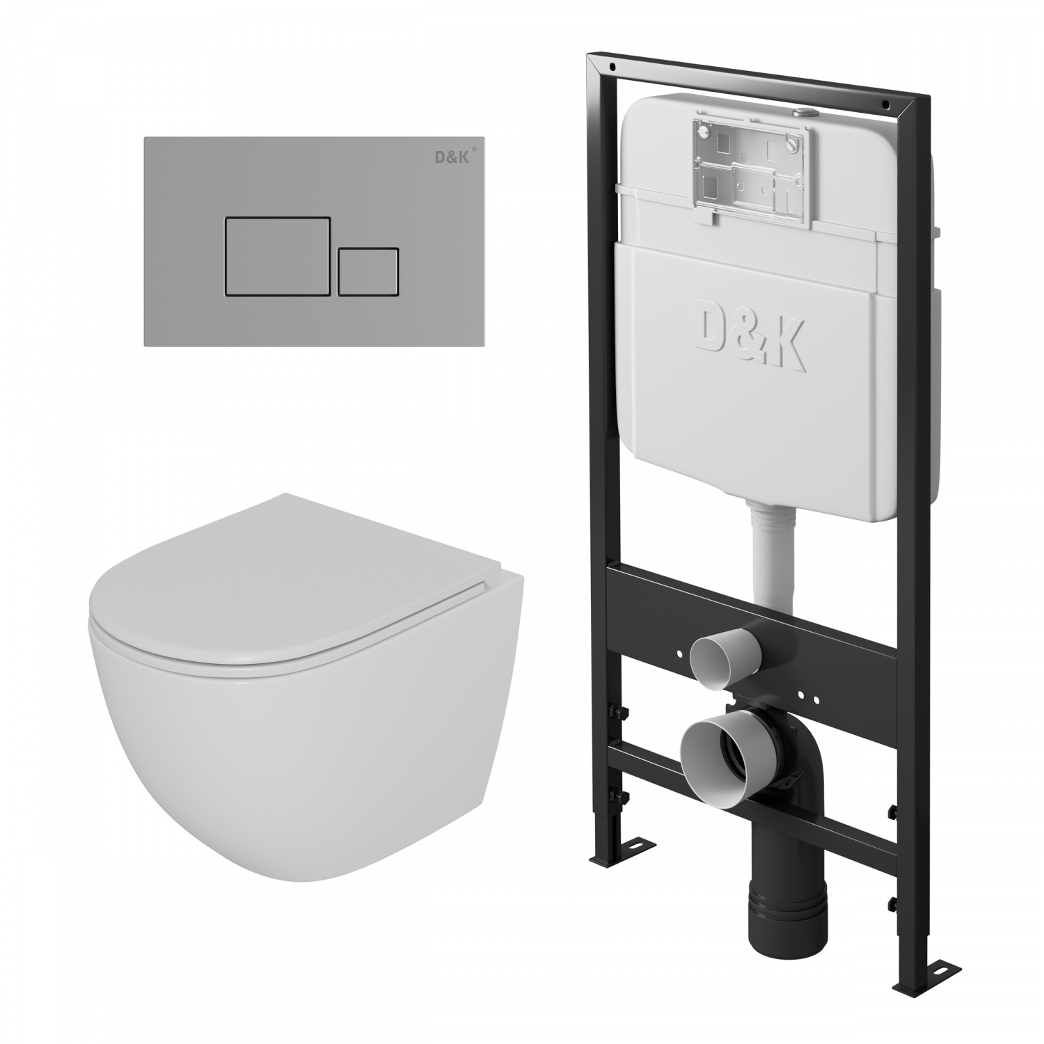 Комплект (инсталляция + унитаз + клавиша смыва) D&K Matrix DS1391606 белый