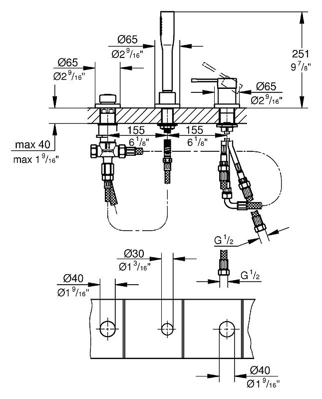 Смеситель для ванны Grohe Essence 19976001 хром