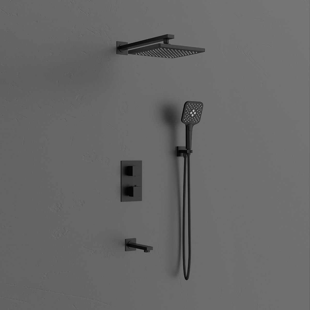 Встраиваемая душевая система с термостатом Vincea Next VSFW-1N3TMB черный матовый
