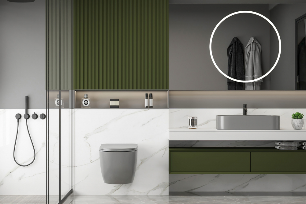 Унитаз ABBER Bequem AC1103MG подвесной серый матовый, безободковый