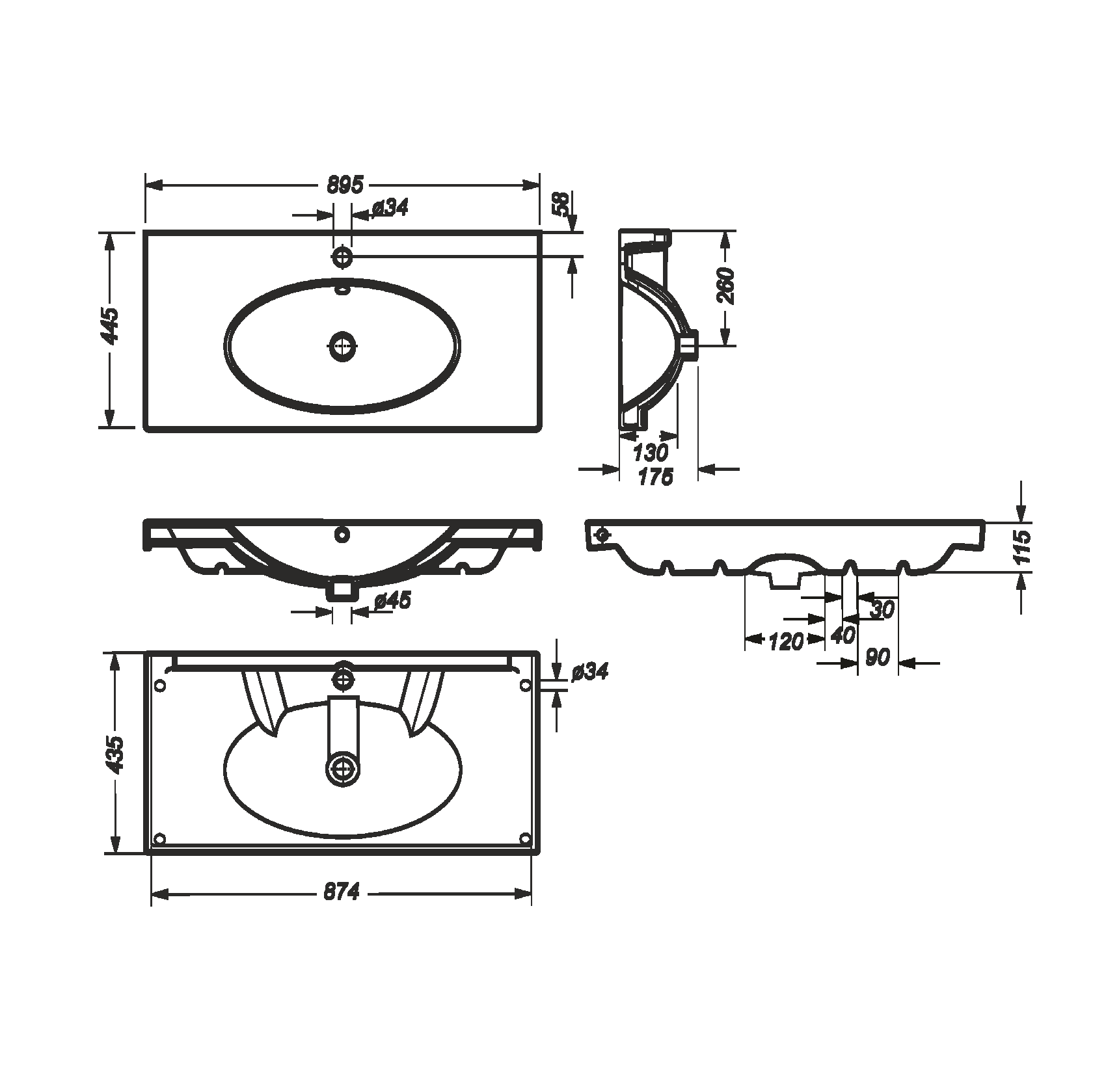 Раковина подвесная 90см Sanita Luxe Next NXT90SLWB01 белый