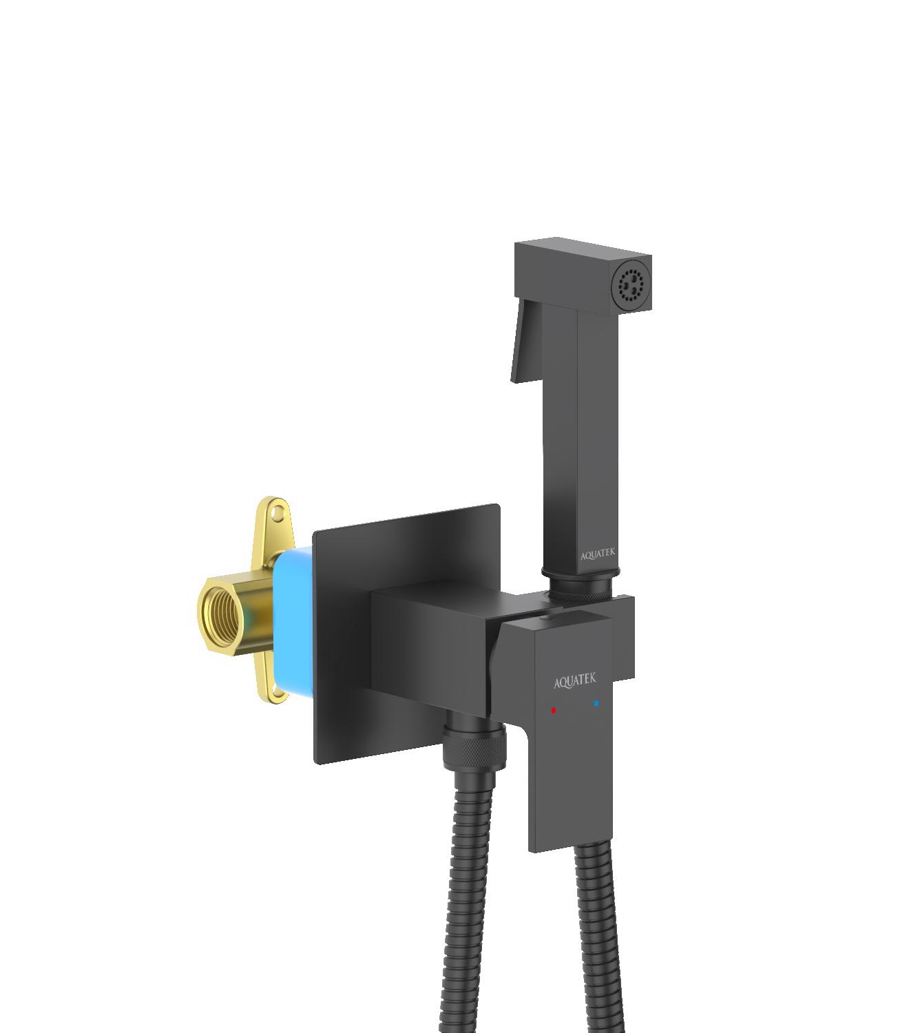 Гигиенический душ со смесителем Aquatek Либра AQ1022MB черный матовый