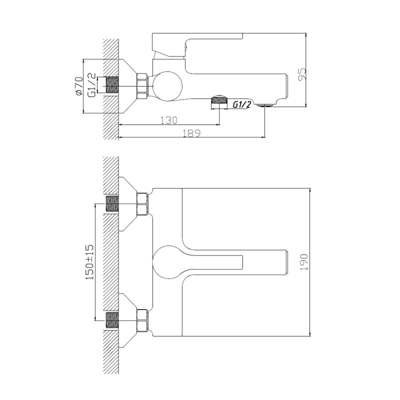 Смеситель для ванны Haiba HB60652, хром