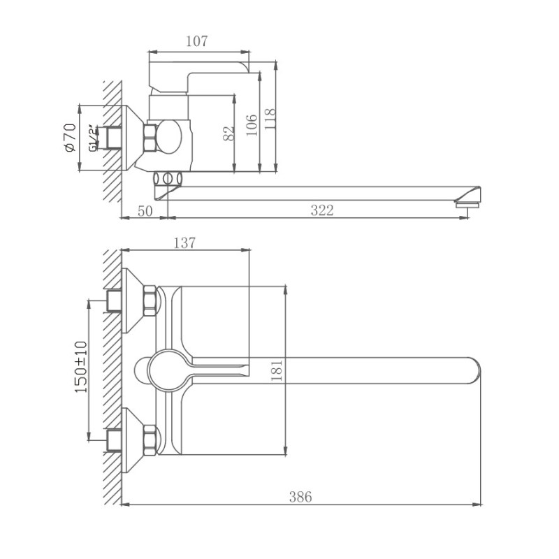Смеситель для ванны Haiba HB22805-8, белый