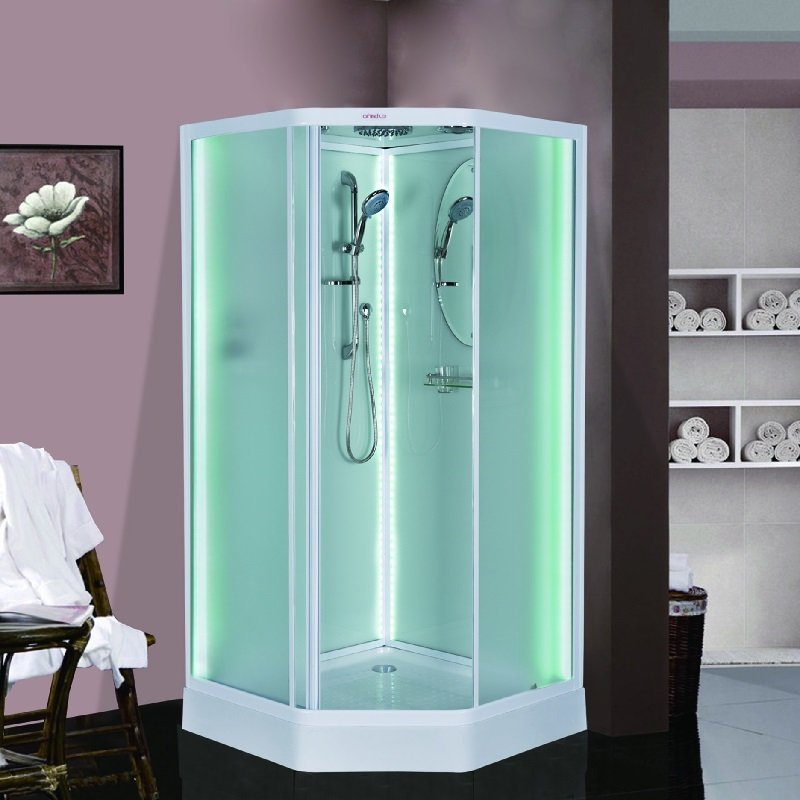 Душевая кабина Esbano LED ESKL100PR 100x100x210см, профиль белый, стекло рифленое