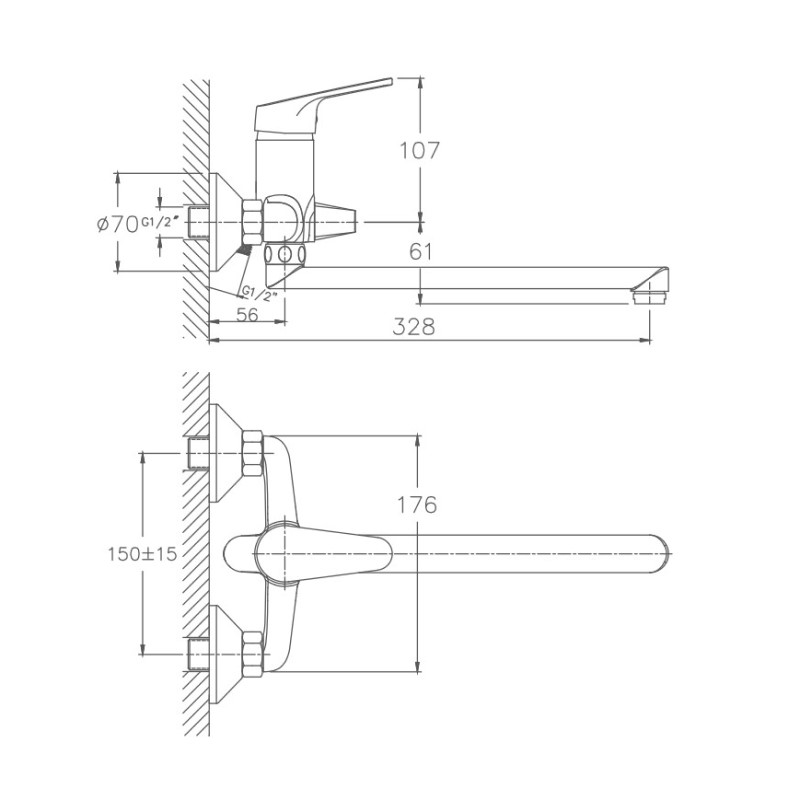 Смеситель для ванны Haiba HB2216, хром