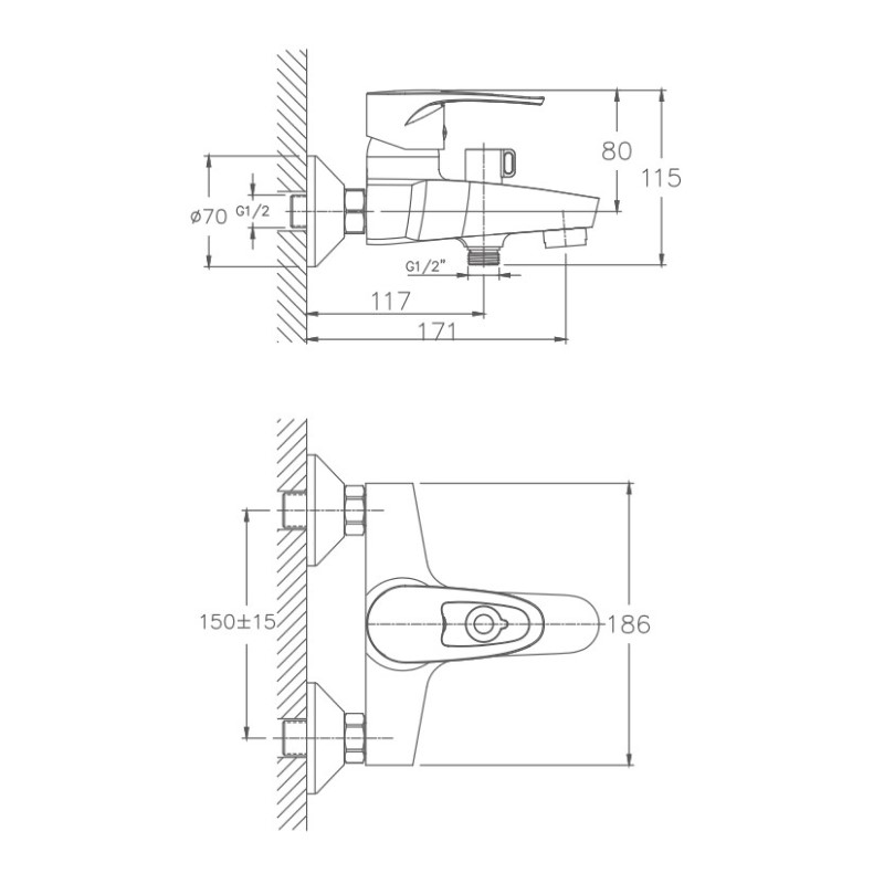 Смеситель для ванны Haiba HB6065, хром