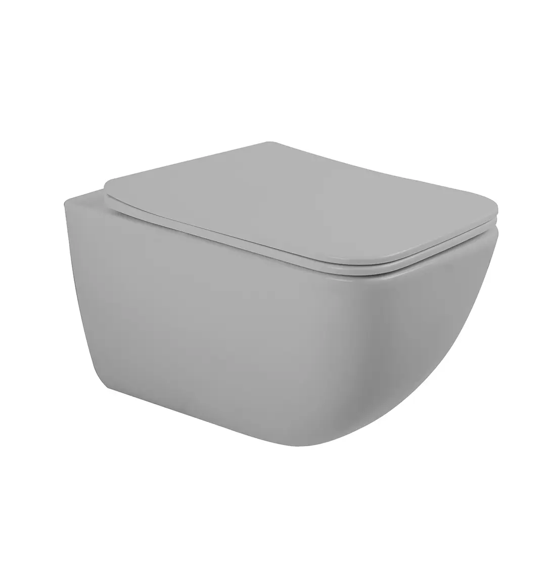Унитаз подвесной безободковый GID Tr2143TF-Lgm серый матовый с сиденьем микролифт