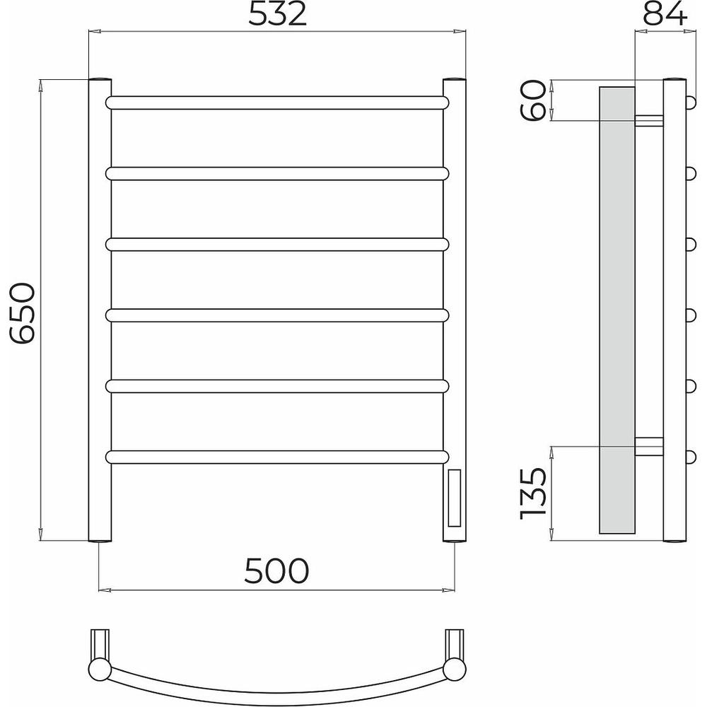 Полотенцесушитель электрический Terminus Классик П6 50х65