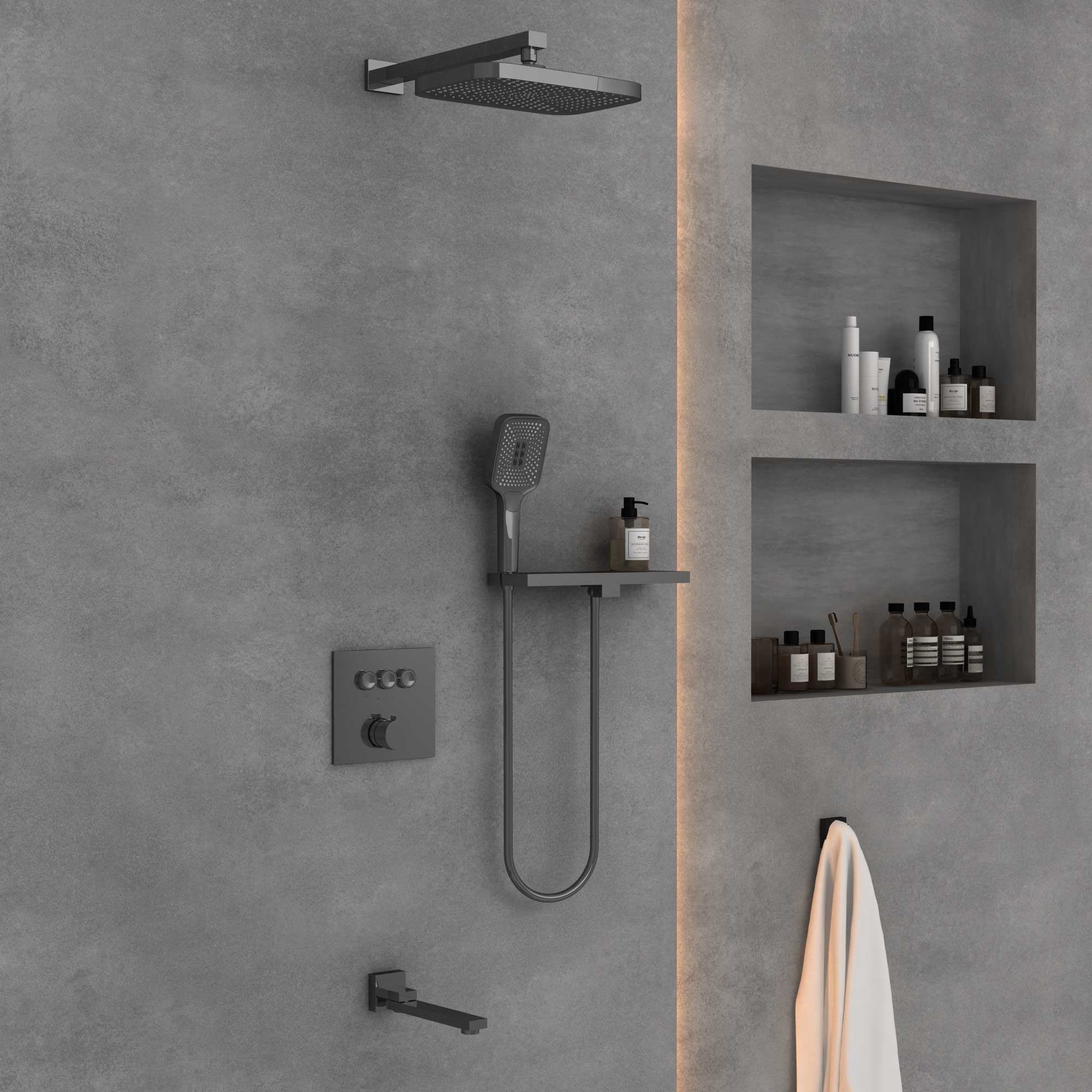 Душевой комплект Vincea VSFW-4311RGM встраиваемый, 3 режима, вороненая сталь