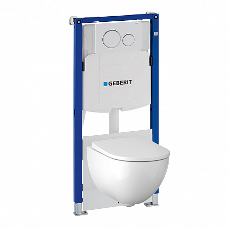 Унитаз с инсталляцией подвесной GEBERIT Acanto 500.301.KJ.A клавиша смыва белый