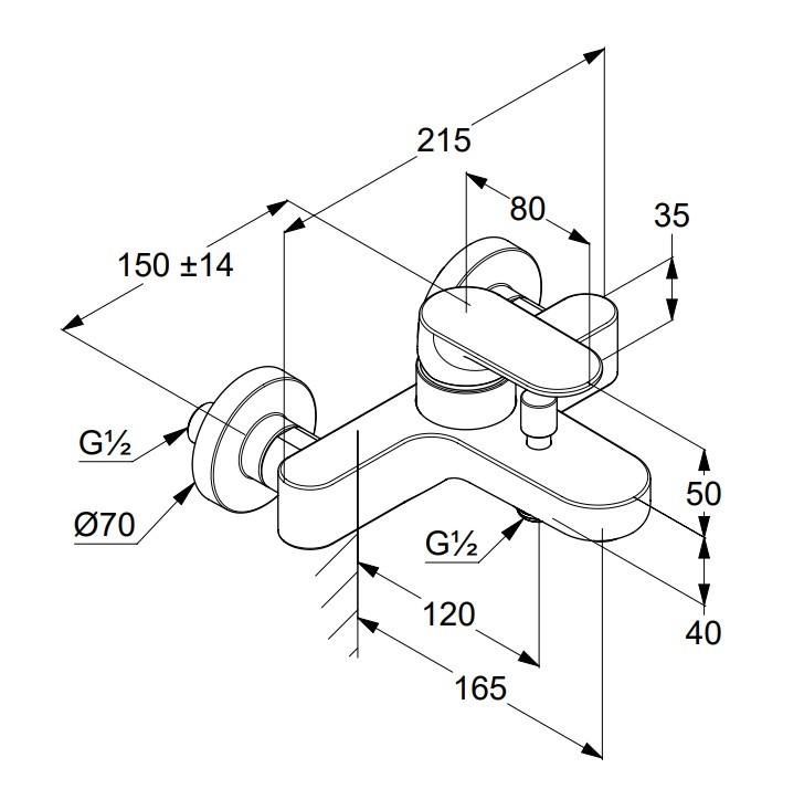 Смеситель для ванны Kludi Louva 246910575 хром