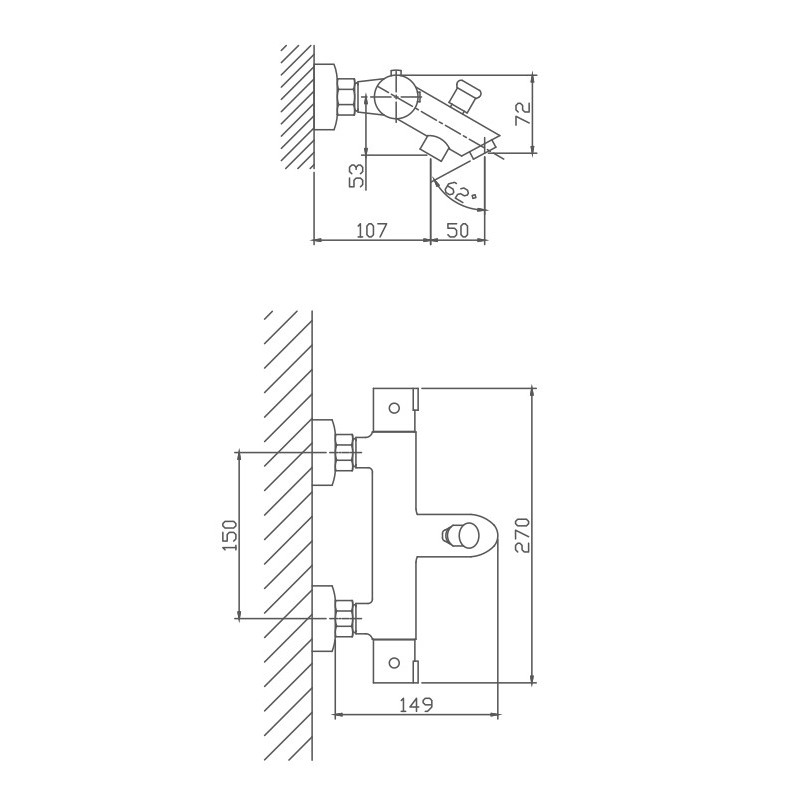 Смеситель для ванны термостатический Haiba HB60809, хром