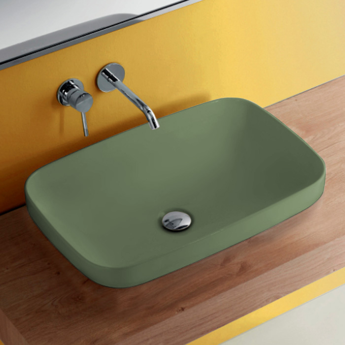 Раковина встраиваемая сверху / накладная 60см Kerasan Tribeca 514311 зеленый матовый