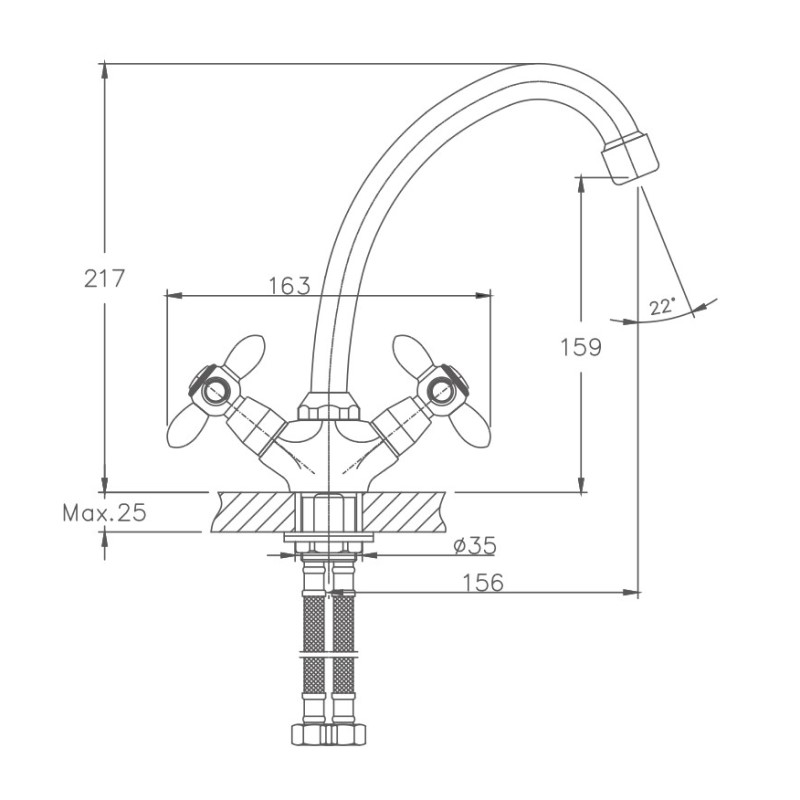 Смеситель для кухни Haiba HB4927, хром