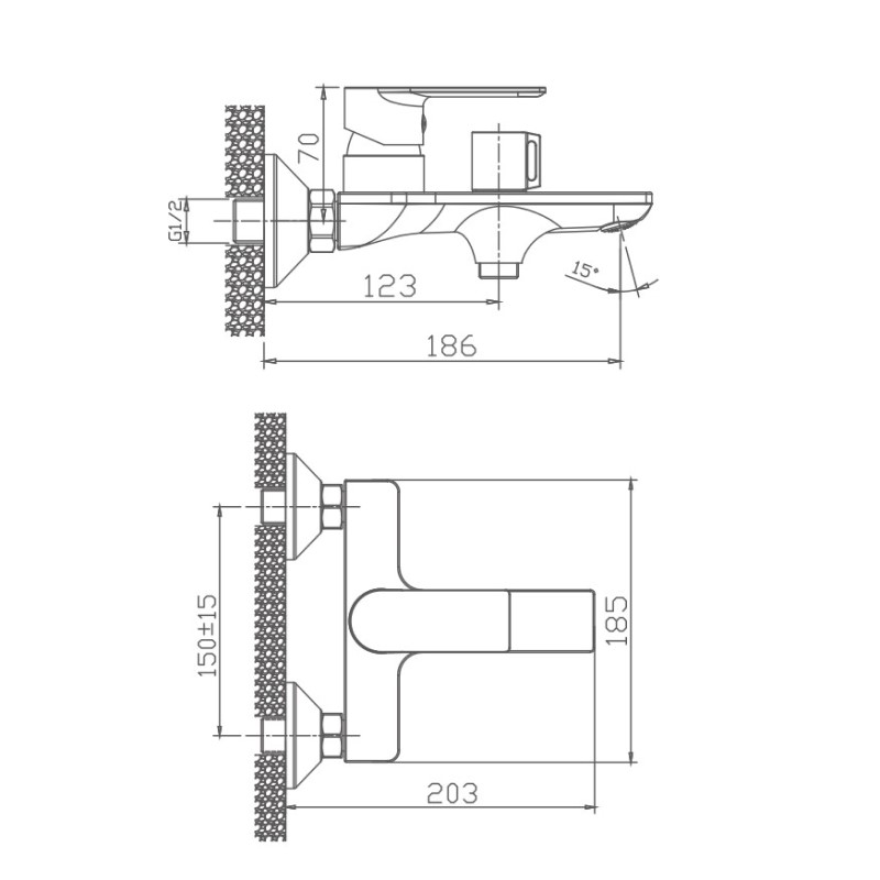 Смеситель для ванны Haiba HB60505-3, пепельный
