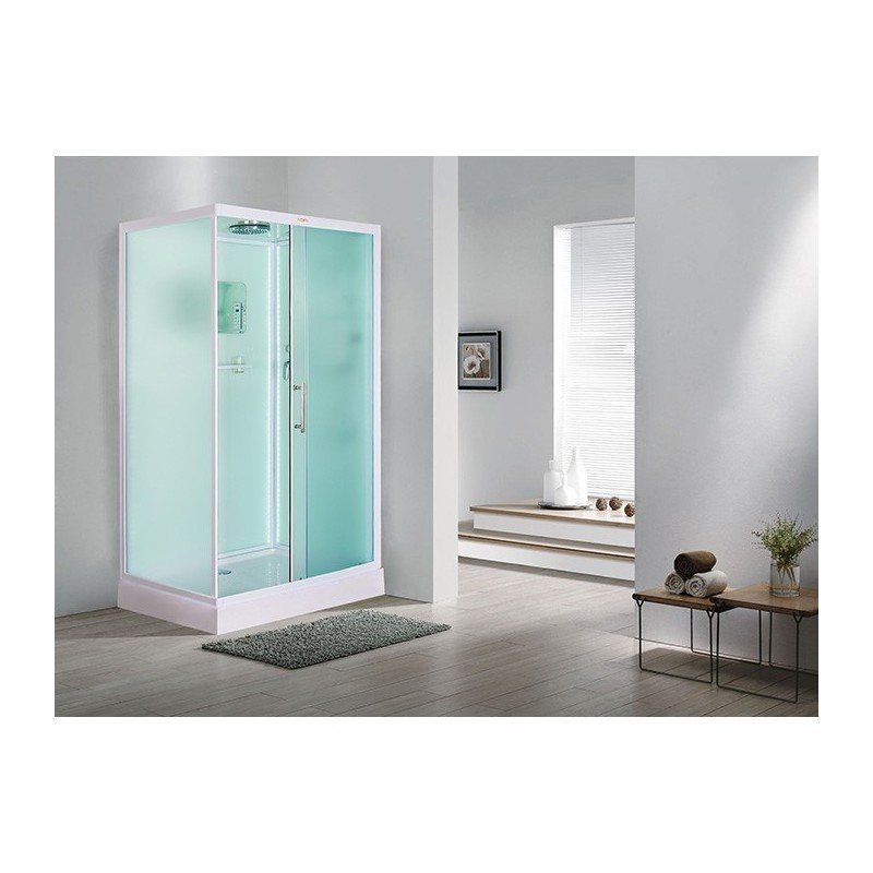 Душевая кабина Esbano LED ESKL129CKR 120x90x210см, профиль белый, стекло рифленое