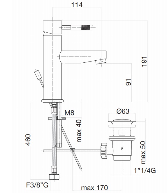 Смеситель для раковины Webert Rimini RI830102740, белый
