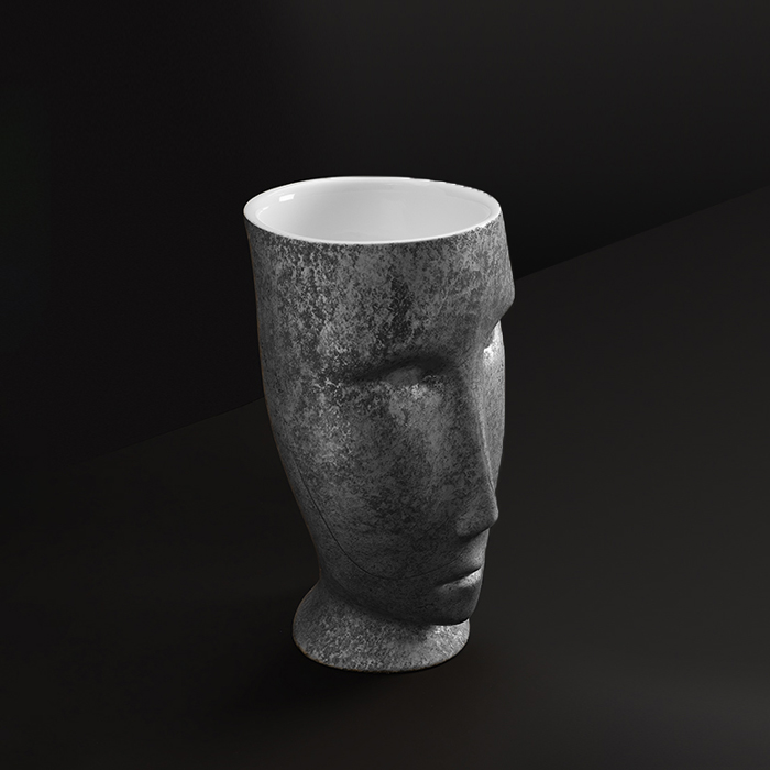 Раковина напольная 45см Kerasan Artwork 474061 белый/античная платина