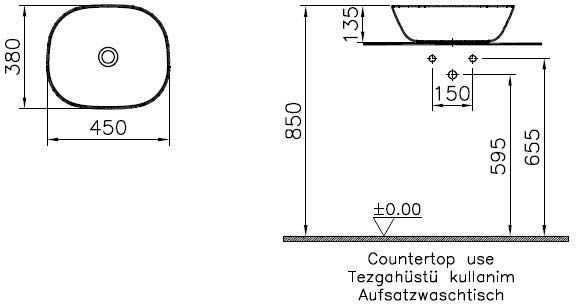 Раковина накладная 45см Vitra Plural 7810B403-0016 белый