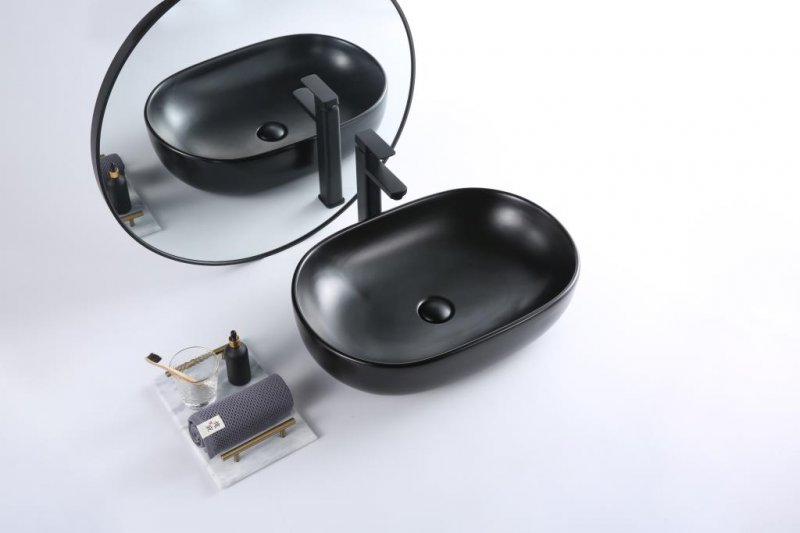 Раковина накладная BelBagno BB1084-H301 черный матовый