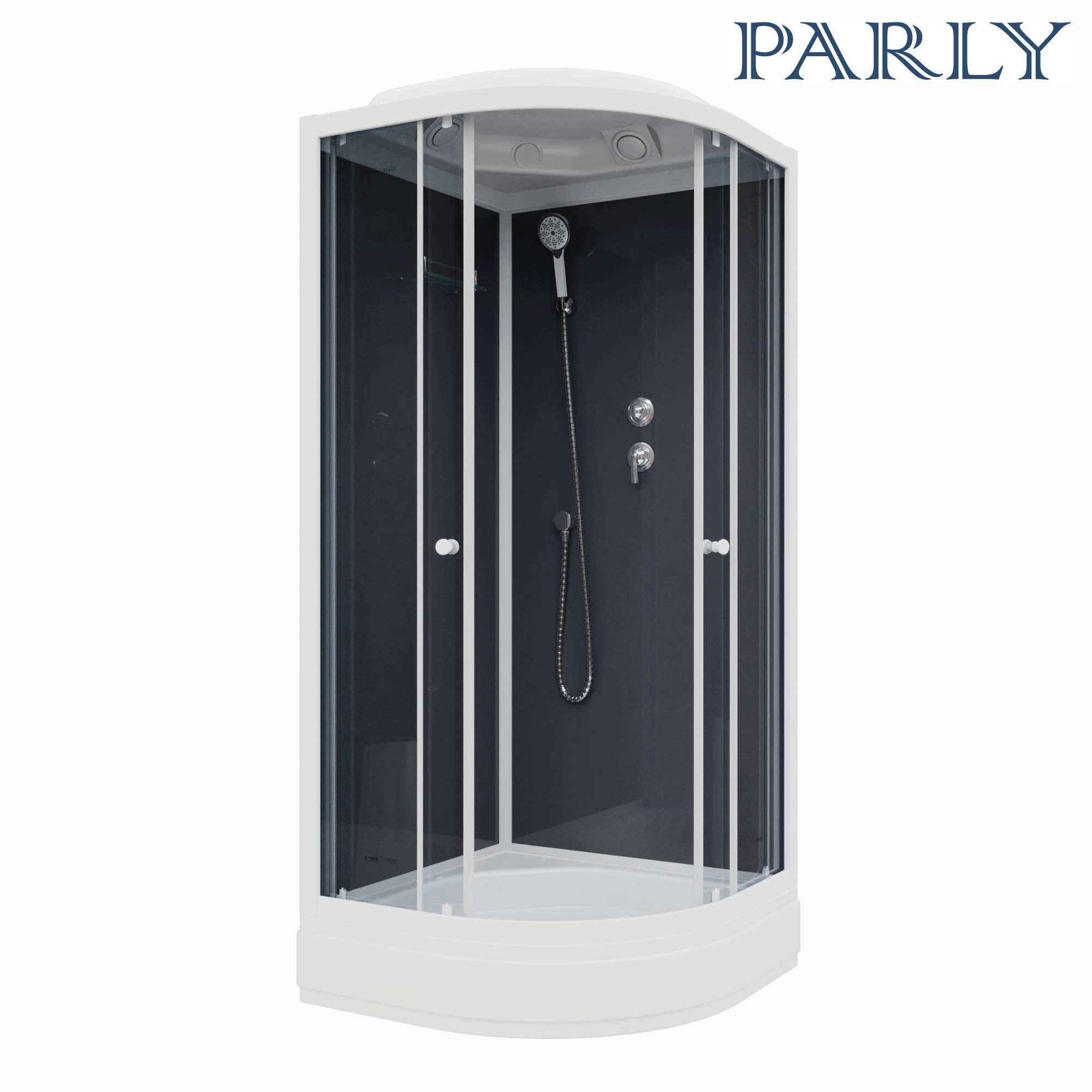 Душевая кабина Parly Classic CM101 100x100x215 профиль белый, стекло тонированное