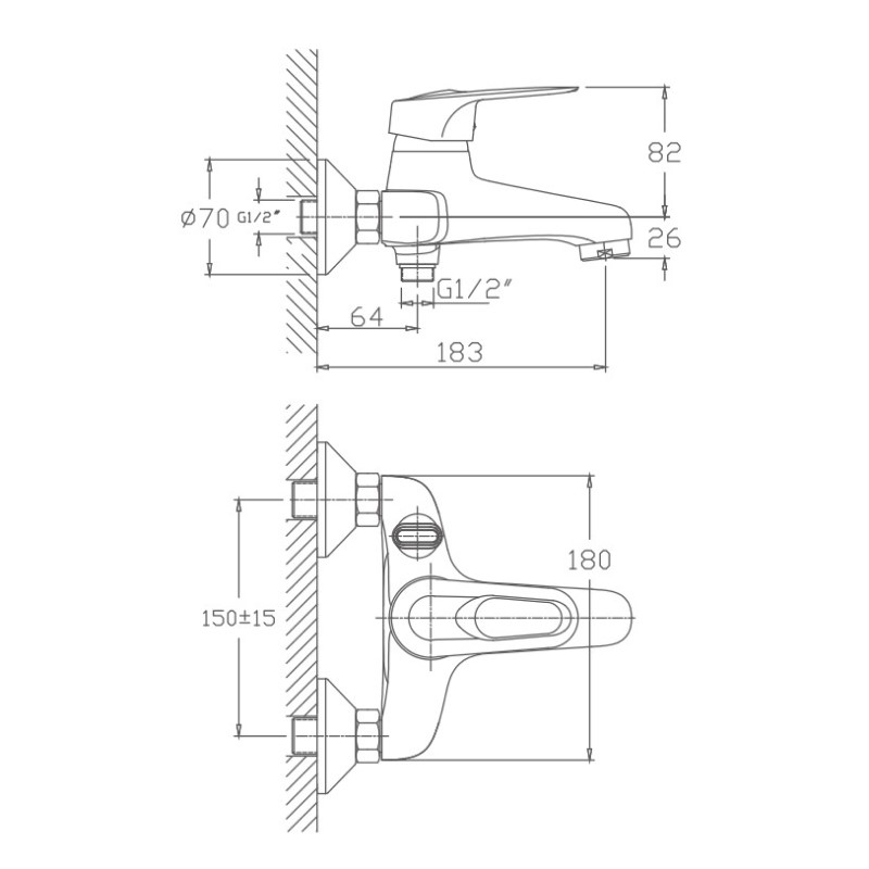 Смеситель для ванны Haiba HB3204, хром