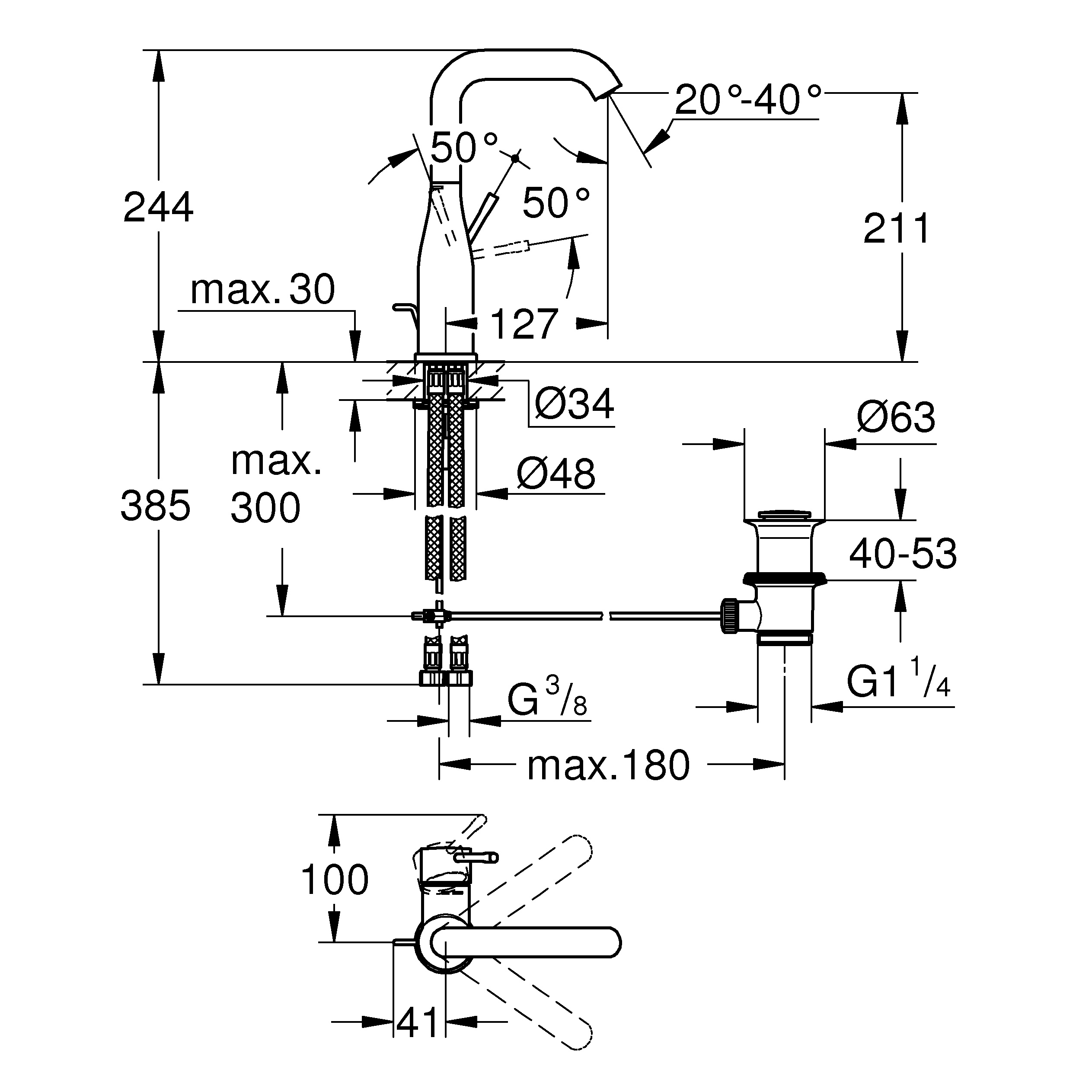 Смеситель для раковины Grohe Essence 32628001 хром