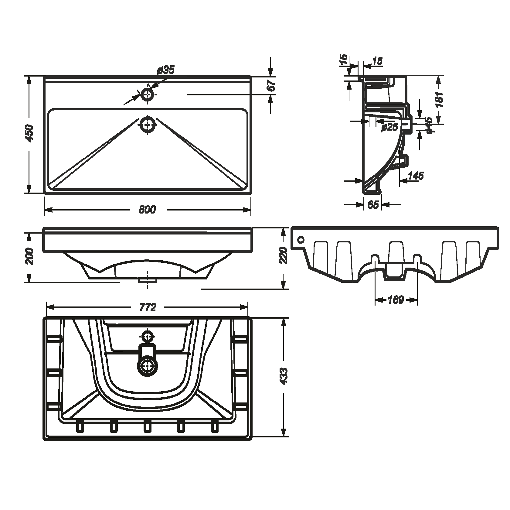 Раковина встраиваемая сверху 80см Sanita Luxe Fest FST80SLWB01 белый