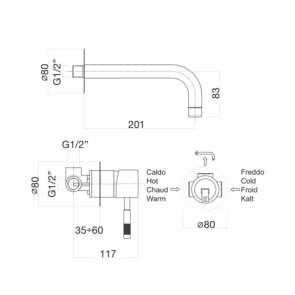 Смеситель для раковины Webert Rimini RI830606794, золото матовое