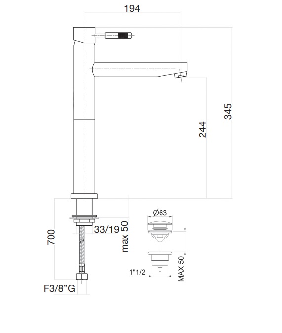Смеситель для раковины Webert Rimini RI831402010, золото