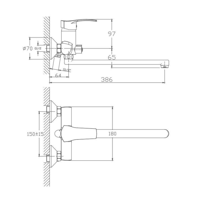 Смеситель для ванны Haiba HB2270, хром