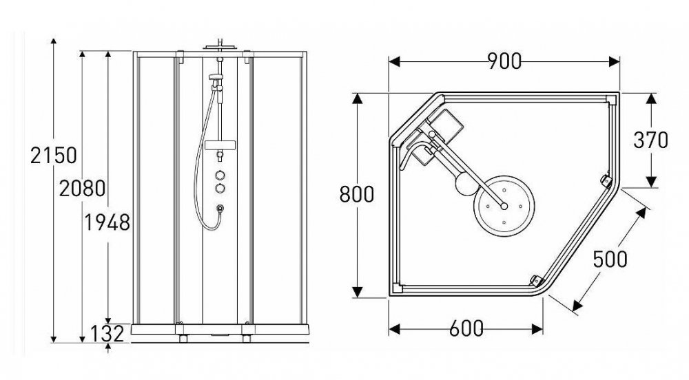 Душевая кабина IDO Showerama 10-5 558.204.306 90x80x215 профиль матовый, стекло прозрачное, задние стенки прозрачное