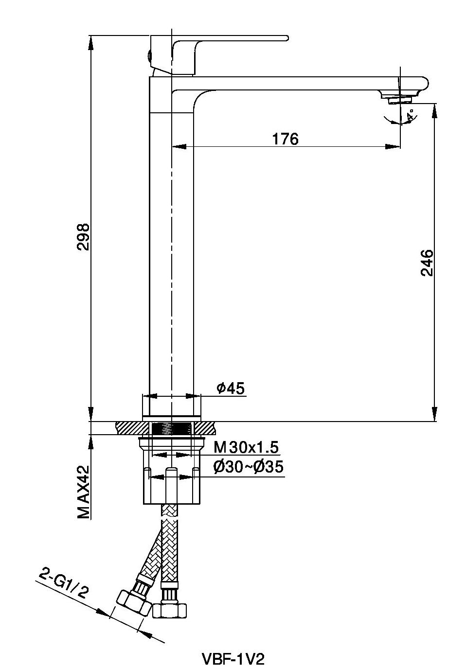 Смеситель для раковины Vincea Vogue VBF-1V2CH хром
