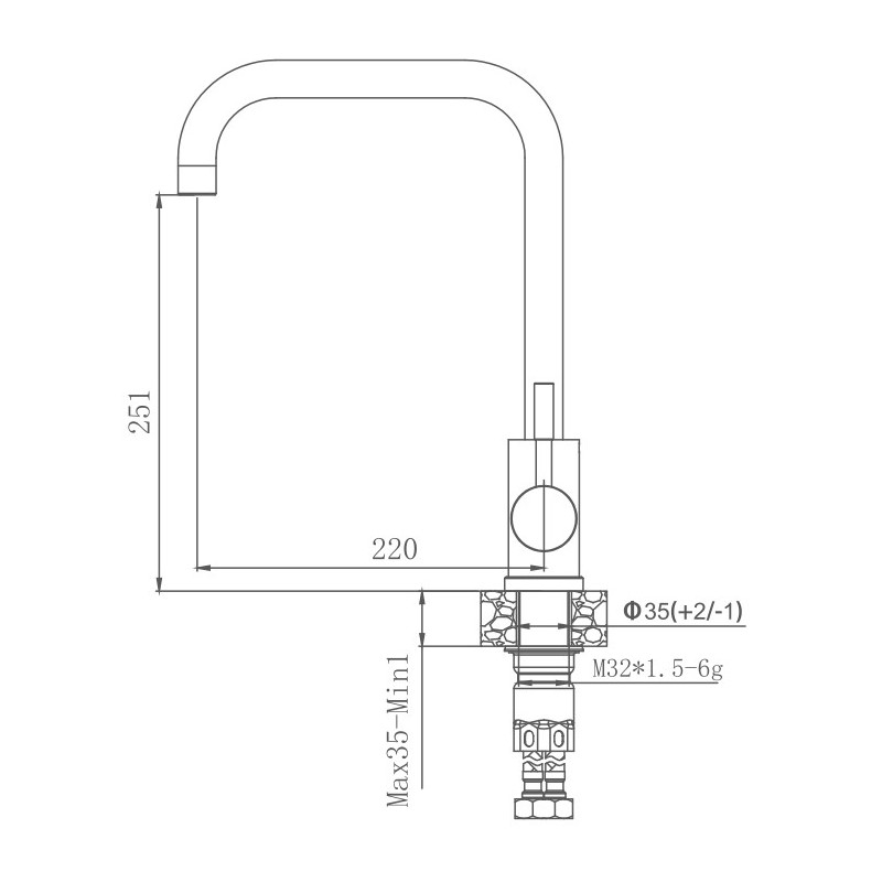 Смеситель для кухни Haiba HB71304-4, сталь