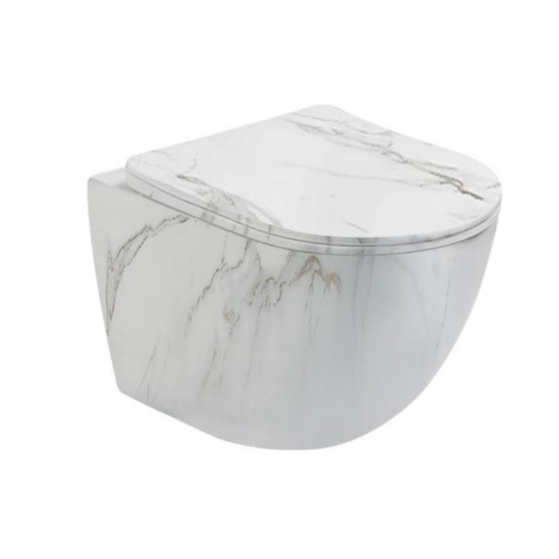 Унитаз подвесной SantiLine SL-5005MRB серый мрамор, с сиденьем микролифт